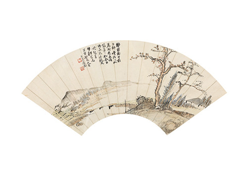 1谢玉岑 疏林亭子扇面_副本.jpg